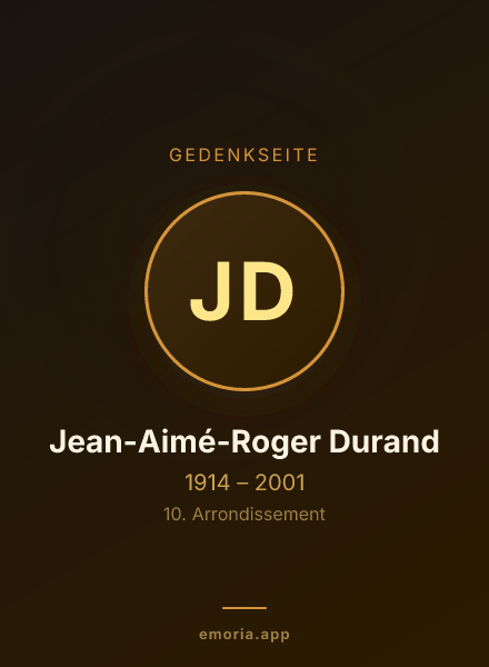Gedenkportrait von Jean-Aimé-Roger Durand