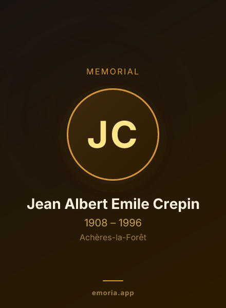 Memorial portrait of Jean Albert Emile Crepin