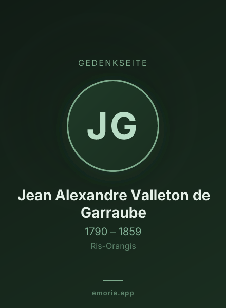 Gedenkportrait von Jean Alexandre Valleton de Garraube