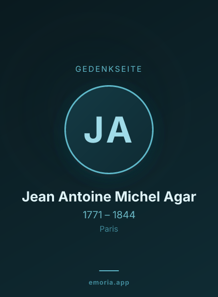 Gedenkportrait von Jean Antoine Michel Agar