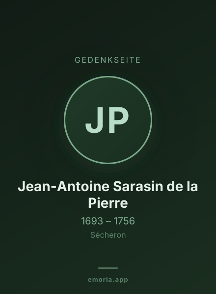 Gedenkportrait von Jean-Antoine Sarasin de la Pierre