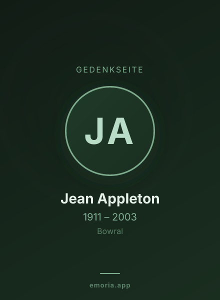 Gedenkportrait von Jean Appleton