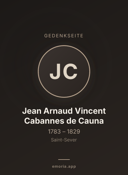Gedenkportrait von Jean Arnaud Vincent Cabannes de Cauna