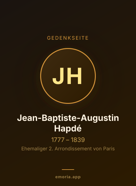 Gedenkportrait von Jean-Baptiste-Augustin Hapdé