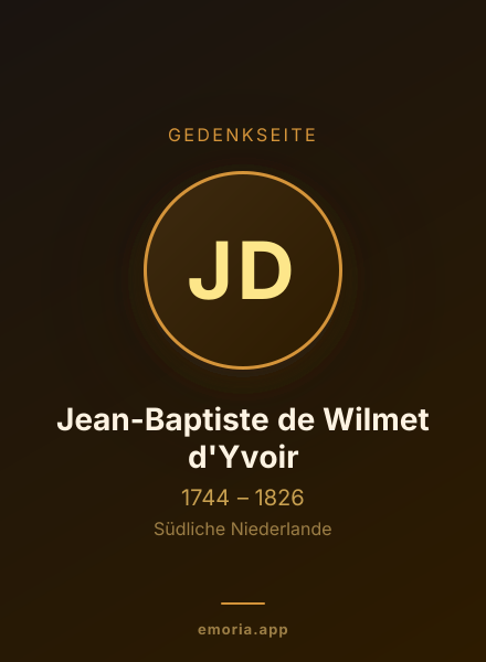 Gedenkportrait von Jean-Baptiste de Wilmet d'Yvoir