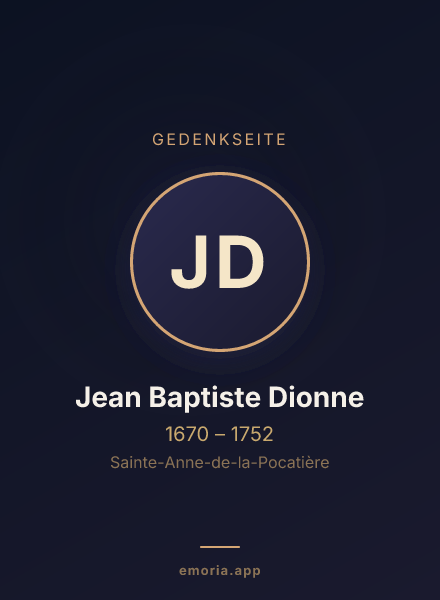 Gedenkportrait von Jean Baptiste Dionne