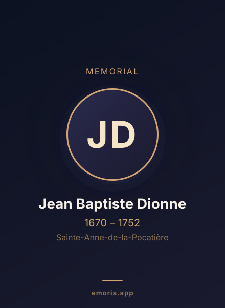 Memorial portrait of Jean Baptiste Dionne