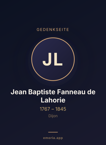 Gedenkportrait von Jean Baptiste Fanneau de Lahorie