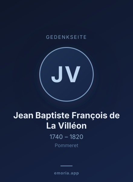 Gedenkportrait von Jean Baptiste François de La Villéon