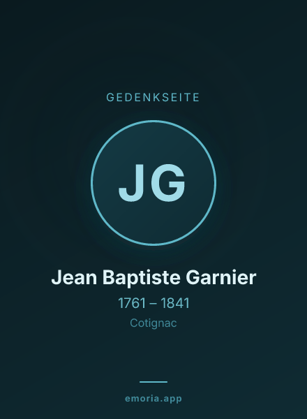 Gedenkportrait von Jean Baptiste Garnier
