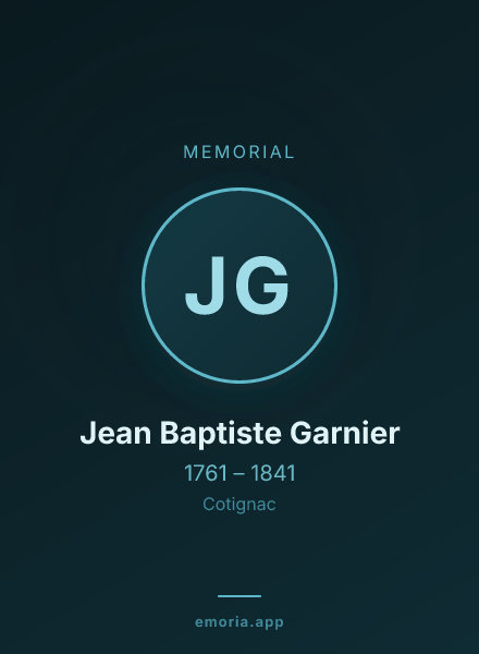 Memorial portrait of Jean Baptiste Garnier