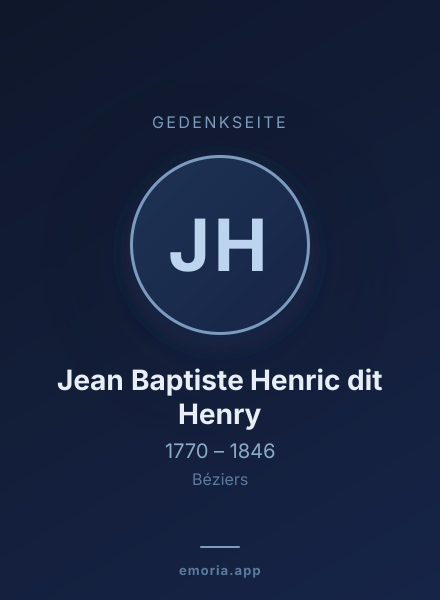 Gedenkportrait von Jean Baptiste Henric dit Henry