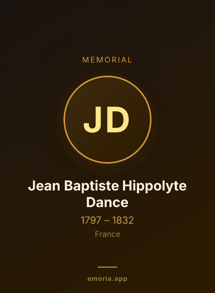 Memorial portrait of Jean Baptiste Hippolyte Dance