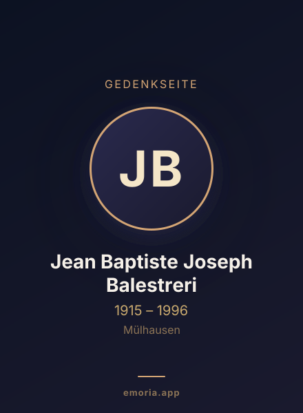 Gedenkportrait von Jean Baptiste Joseph Balestreri
