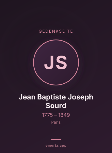 Gedenkportrait von Jean Baptiste Joseph Sourd