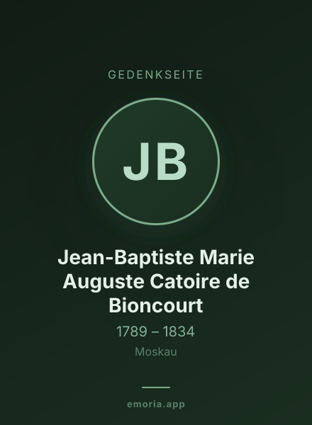 Gedenkportrait von Jean-Baptiste Marie Auguste Catoire de Bioncourt
