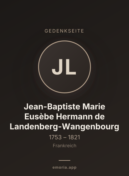 Gedenkportrait von Jean-Baptiste Marie Eusèbe Hermann de Landenberg-Wangenbourg