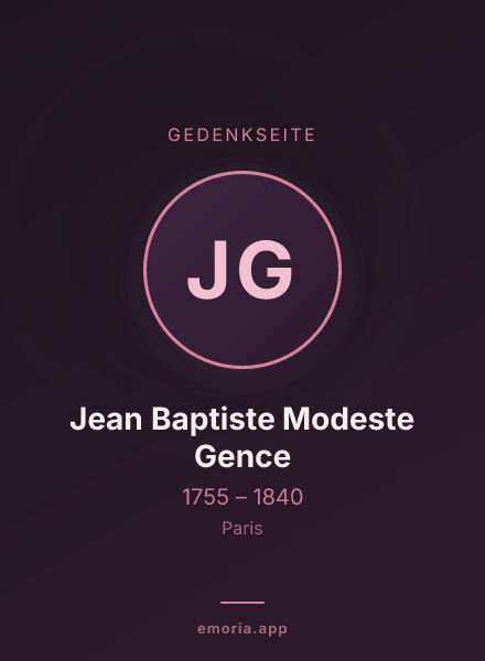Gedenkportrait von Jean Baptiste Modeste Gence