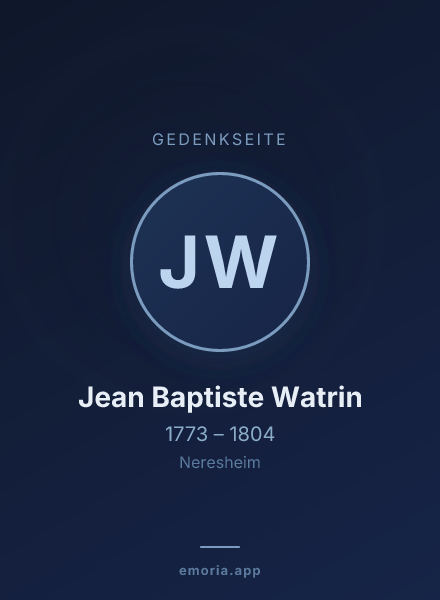 Gedenkportrait von Jean Baptiste Watrin