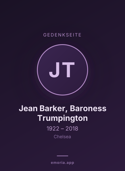 Gedenkportrait von Jean Barker, Baroness Trumpington