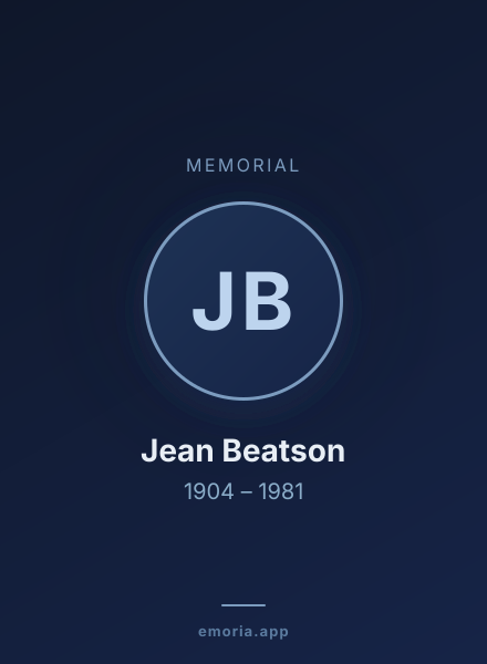 Memorial portrait of Jean Beatson
