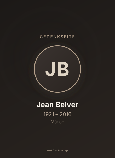 Gedenkportrait von Jean Belver