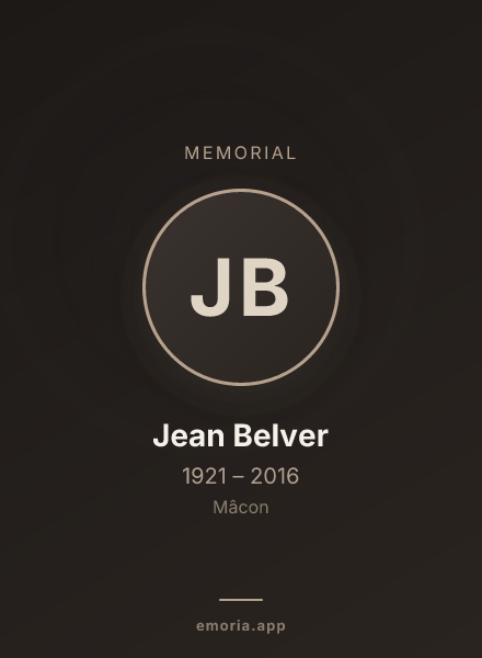 Memorial portrait of Jean Belver