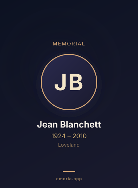 Memorial portrait of Jean Blanchett