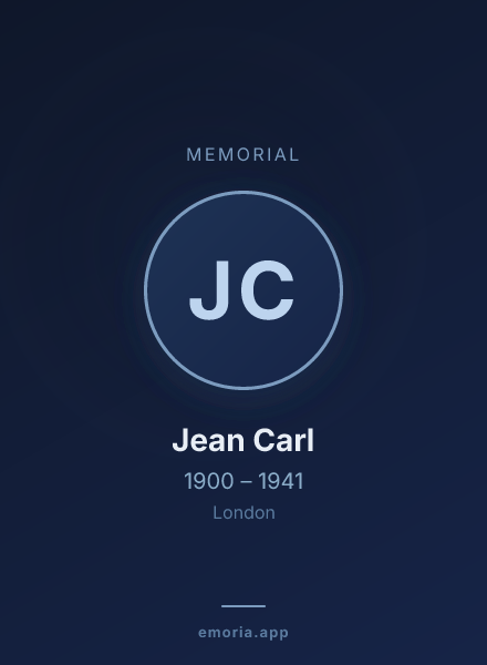Memorial portrait of Jean Carl