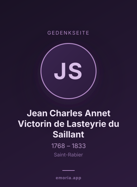 Gedenkportrait von Jean Charles Annet Victorin de Lasteyrie du Saillant