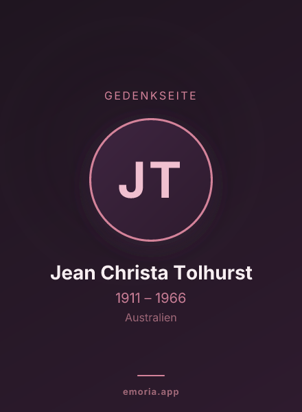Gedenkportrait von Jean Christa Tolhurst