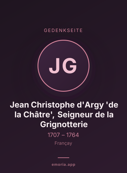 Gedenkportrait von Jean Christophe d'Argy 'de la Châtre', Seigneur de la Grignotterie