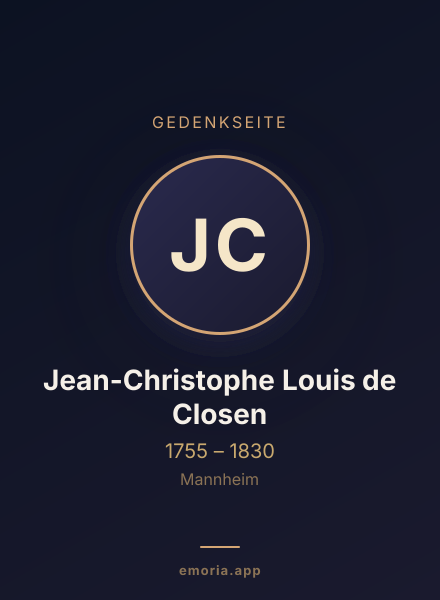 Gedenkportrait von Jean-Christophe Louis de Closen
