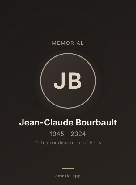 Memorial portrait of Jean-Claude Bourbault