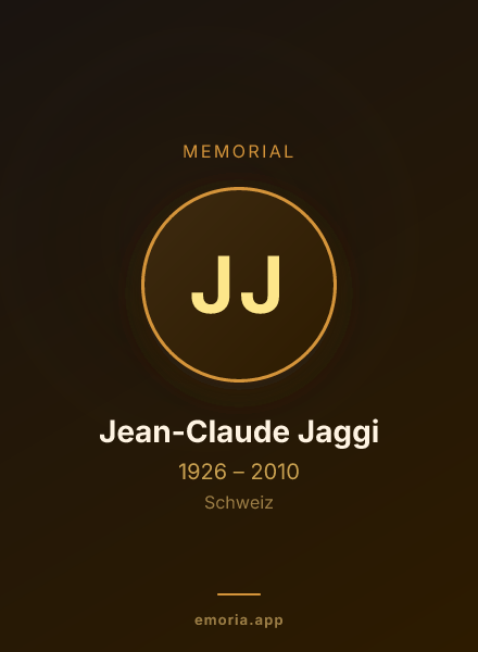 Memorial portrait of Jean-Claude Jaggi
