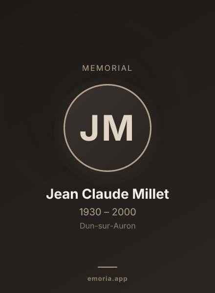Memorial portrait of Jean Claude Millet