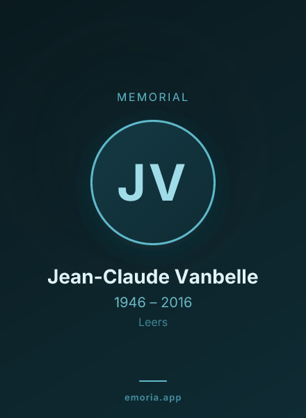 Memorial portrait of Jean-Claude Vanbelle