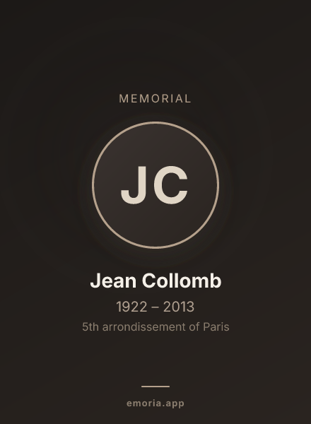 Memorial portrait of Jean Collomb