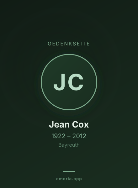 Gedenkportrait von Jean Cox