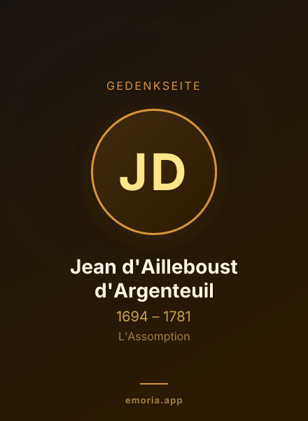 Gedenkportrait von Jean d'Ailleboust d'Argenteuil
