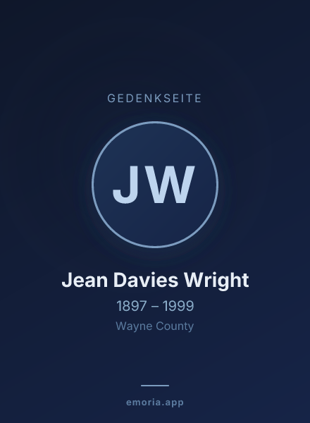 Gedenkportrait von Jean Davies Wright