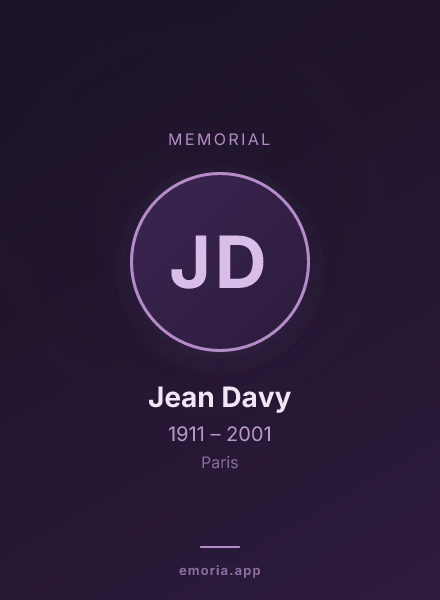 Memorial portrait of Jean Davy