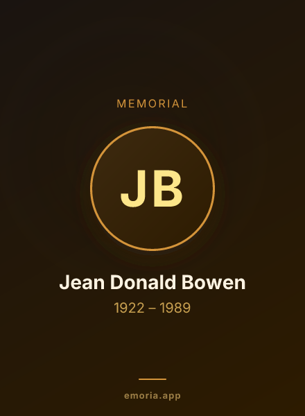 Memorial portrait of Jean Donald Bowen