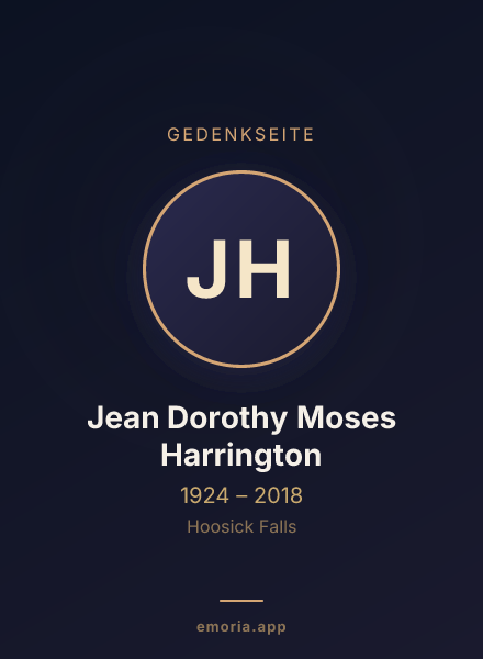 Gedenkportrait von Jean Dorothy Moses Harrington