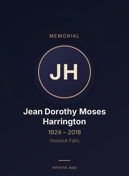 Memorial portrait of Jean Dorothy Moses Harrington