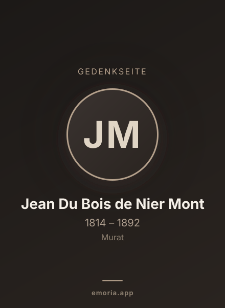 Gedenkportrait von Jean Du Bois de Nier Mont