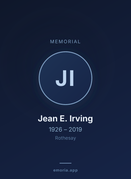 Memorial portrait of Jean E. Irving