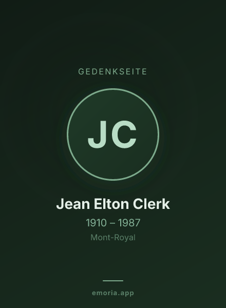 Gedenkportrait von Jean Elton Clerk