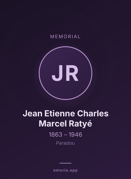 Memorial portrait of Jean Etienne Charles Marcel Ratyé