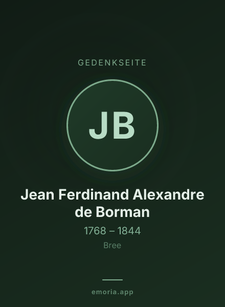Gedenkportrait von Jean Ferdinand Alexandre de Borman